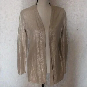 Chico’s Gold Tan Metallic Embellished Cardigan Chico's Size 0